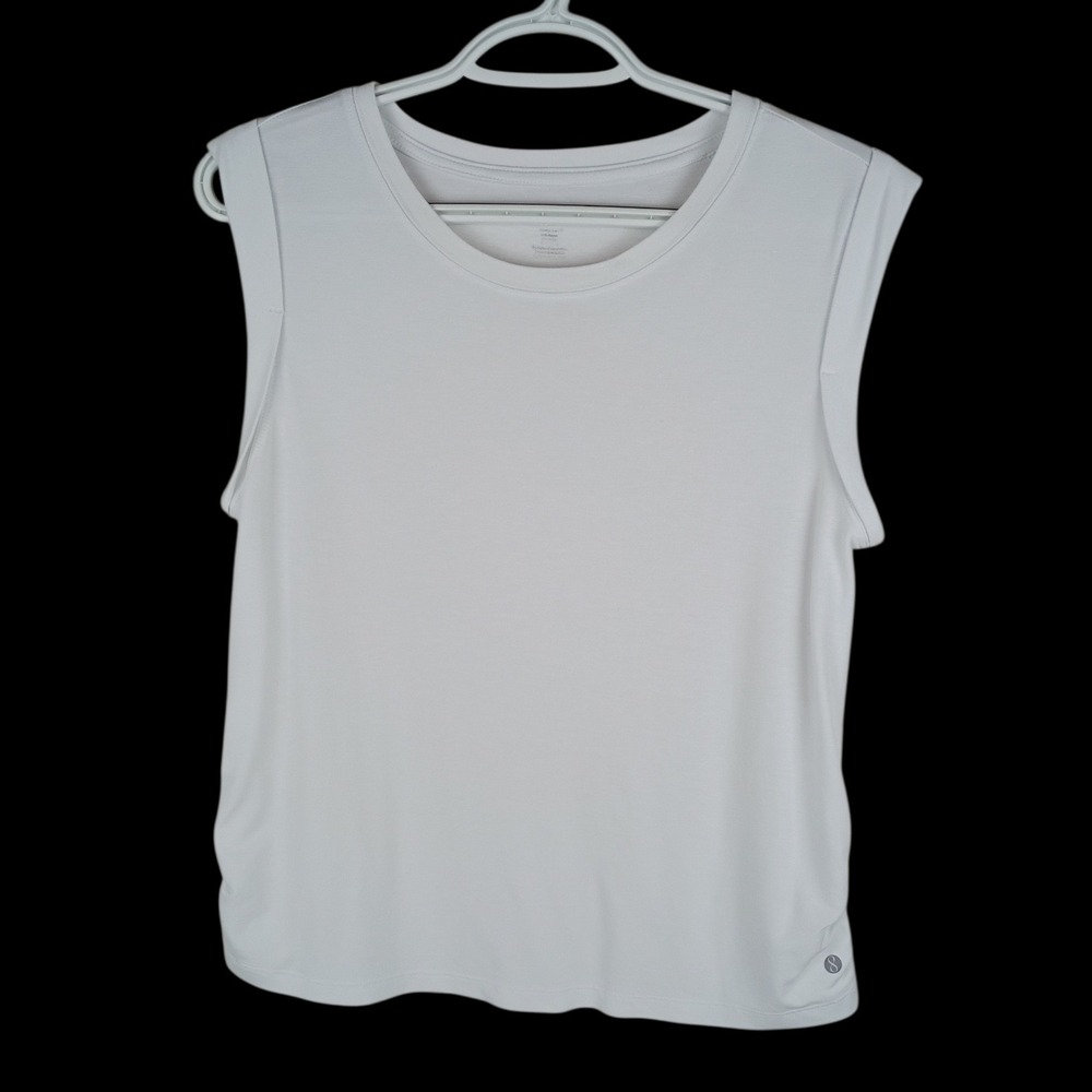 Layers Qwick-Dry White Muscle Tank Top Womens Medium Athletic Sleeveless Tee